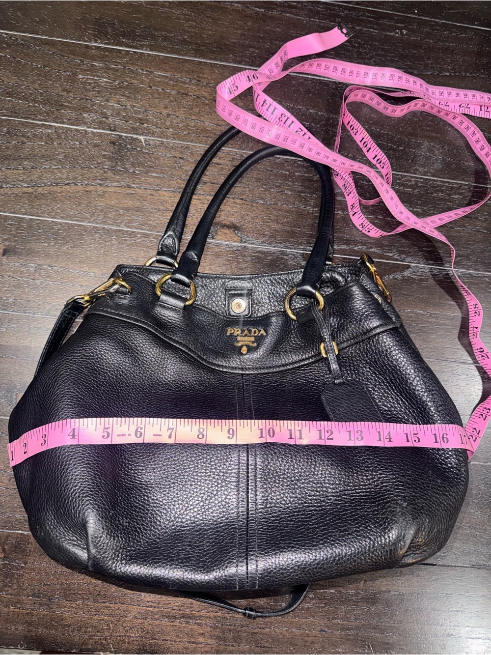 Prada Vitello Daino Leather Black Vitello with Gold Hardware - Picture 11 of 12